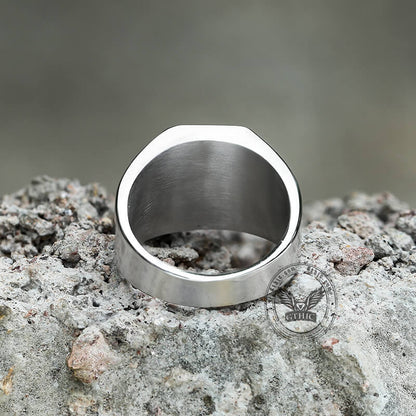 Frosted Lapis Lazuli Masonic Stainless Steel Ring