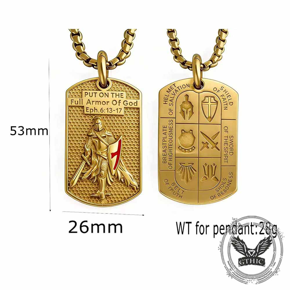 Full Armor of God Knight Stainless Steel Pendant