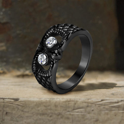 Gem-set Owl Stainless Steel Ring