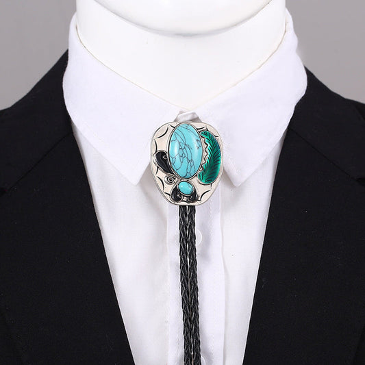 Gem Feather Heart Design Alloy Bolo Tie