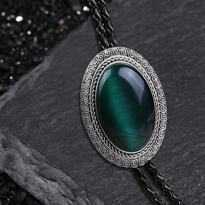Gemstone Braided Leather Bolo Tie