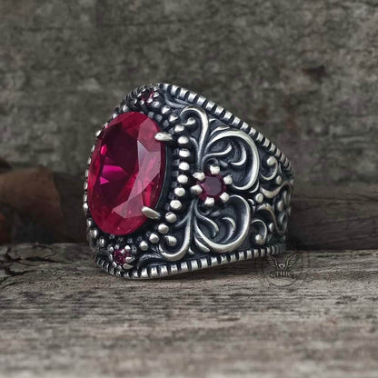 Gemstone Embossed Sterling Silver Ring