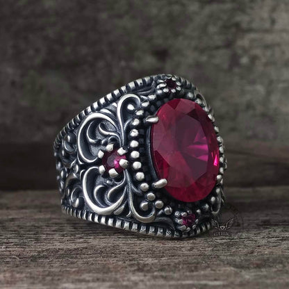 Gemstone Embossed Sterling Silver Ring
