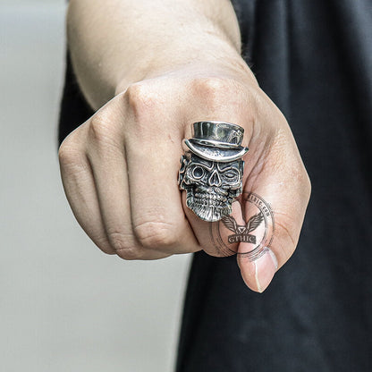 Gentleman Skull Stainless Steel Ring