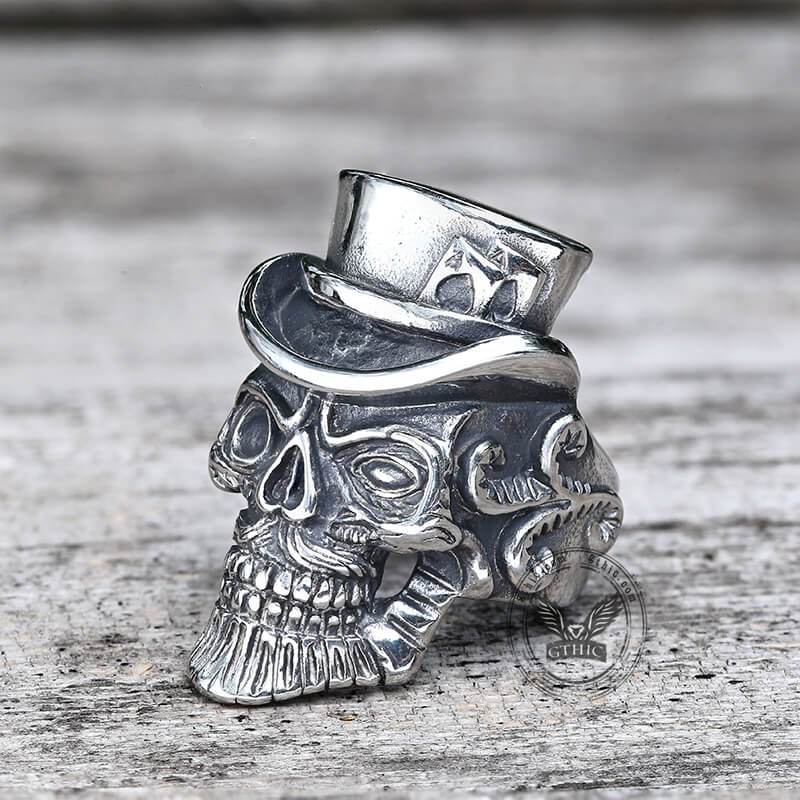 Gentleman Skull Stainless Steel Ring
