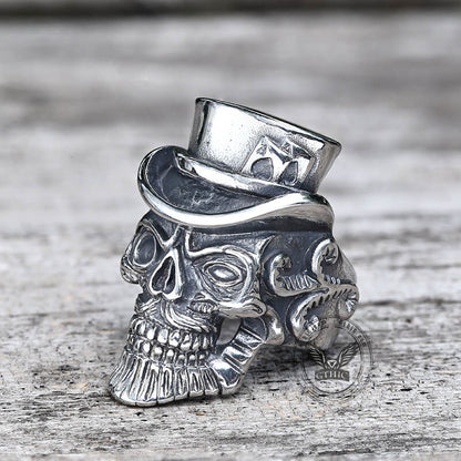 Gentleman Skull Stainless Steel Ring