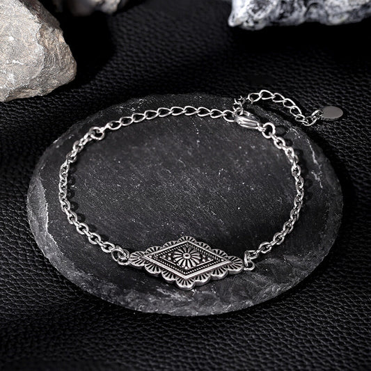 Geometric Pattern Stainless Steel Bracelet