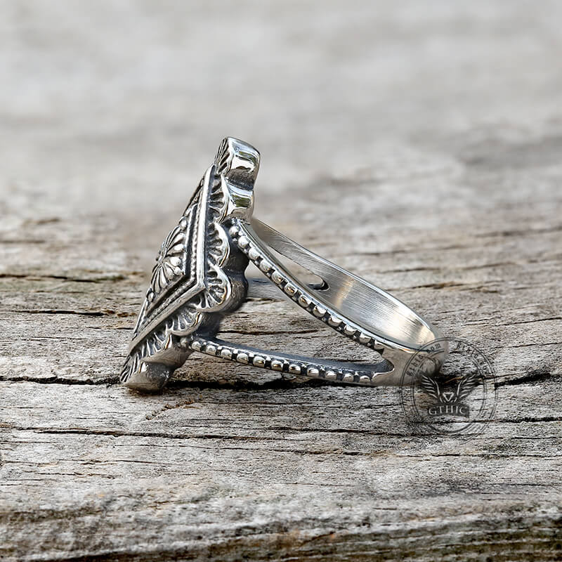 Geometric Pattern Stainless Steel Ring