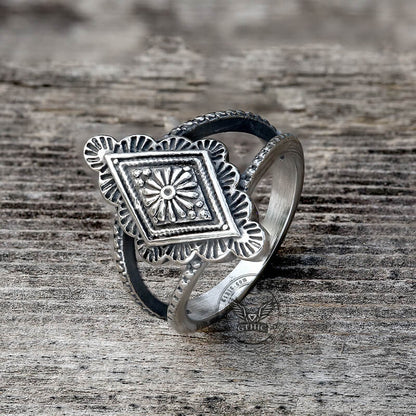 Geometric Pattern Stainless Steel Ring