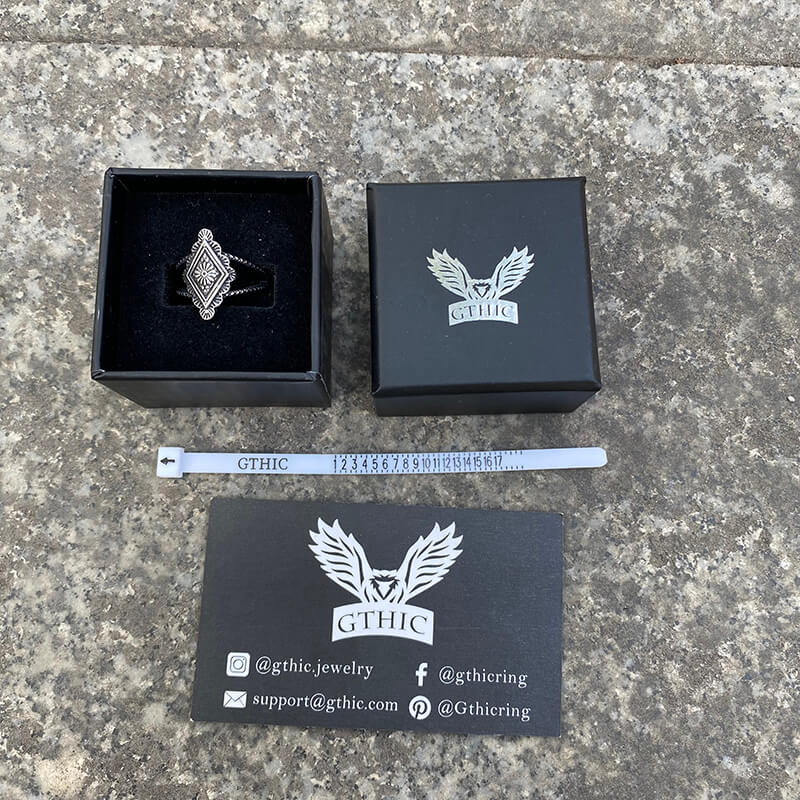 Geometric Pattern Stainless Steel Ring