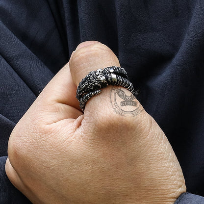 Goat Head Skull Stainless Steel Open Ring