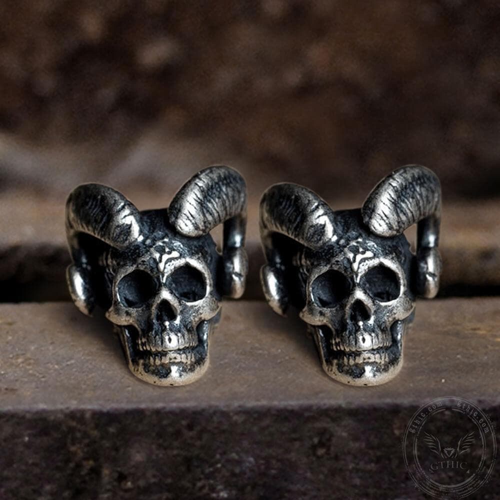 Goat Head Skull Sterling Silver Stud Earrings