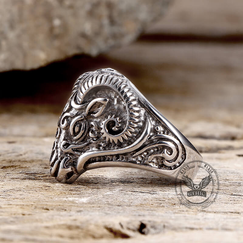 Goat Head Stainless Steel Ring
