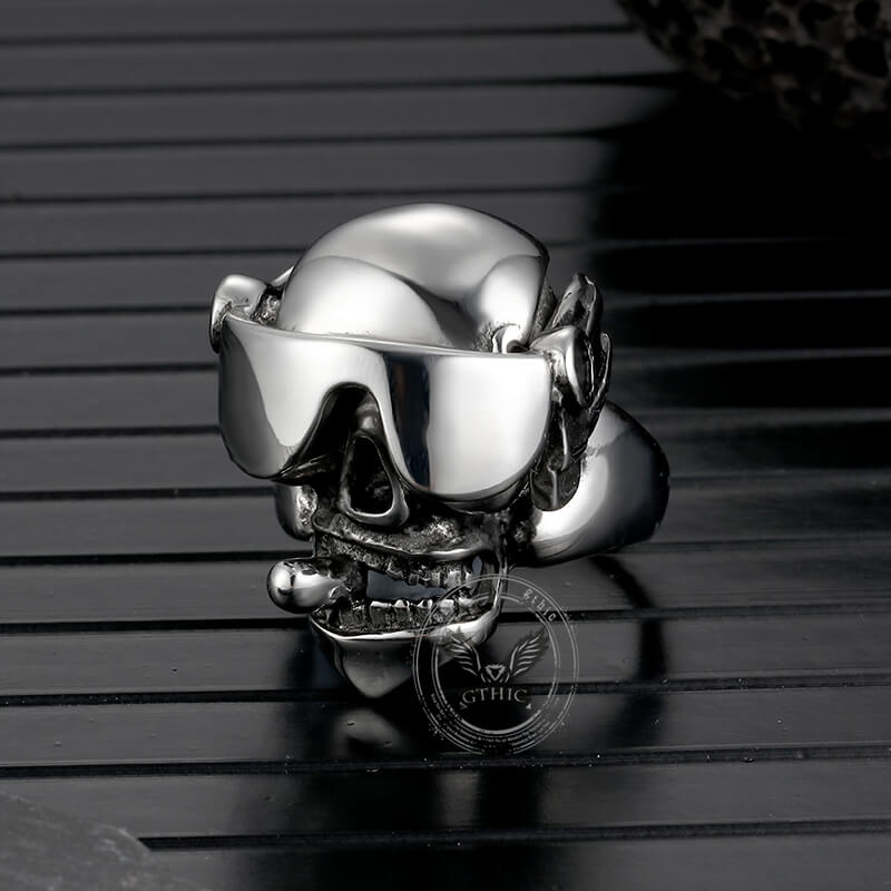 Goggles Skull Stainless Steel Ring