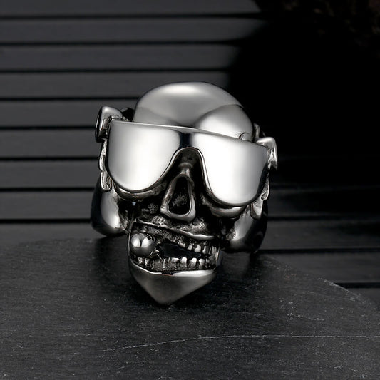 Goggles Skull Stainless Steel Ring