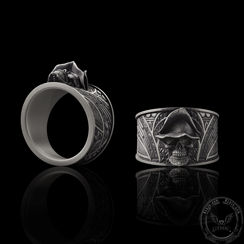Hat Skull Sterling Silver Ring