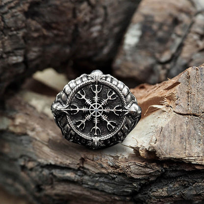 Helm of Awe Symbol Skull Sterling Silver Ring
