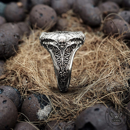 Helm of Awe Symbol Skull Sterling Silver Ring