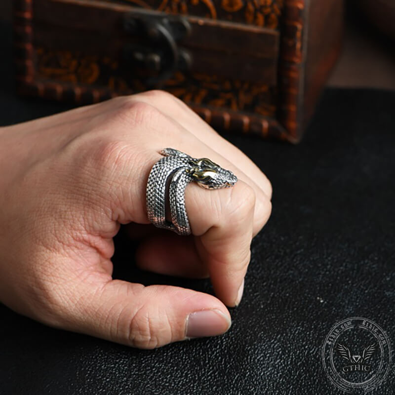 Horned Snake Sterling Silver Animal Ring