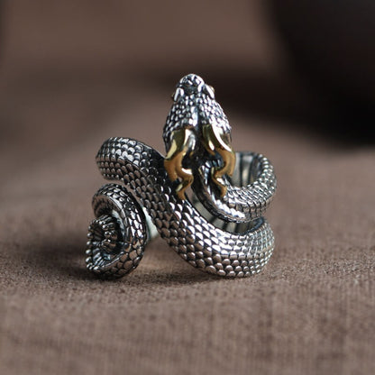 Horned Snake Sterling Silver Animal Ring