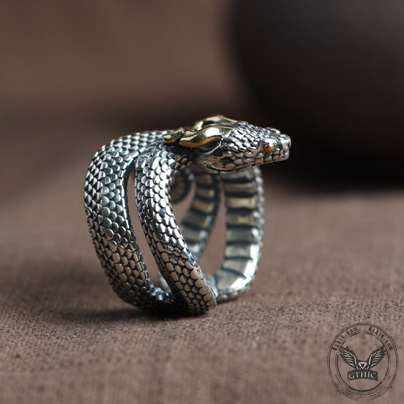 Horned Snake Sterling Silver Animal Ring