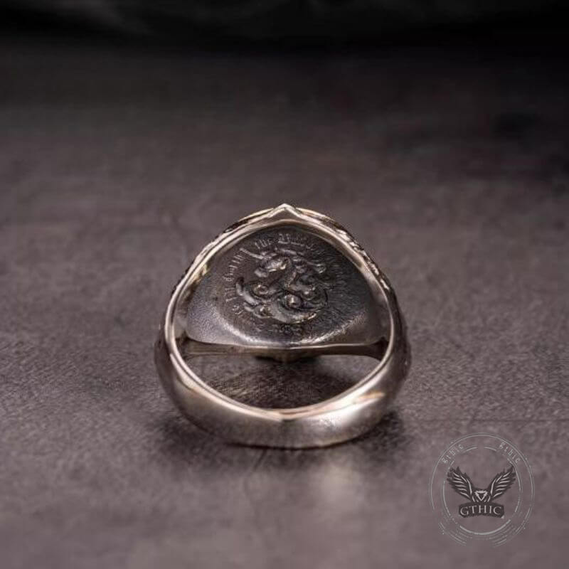 Ice Plains Guardian Unicorn Sterling Silver Ring