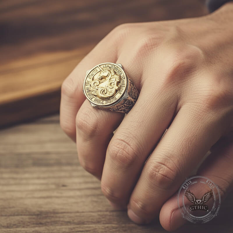 Ice Plains Guardian Unicorn Sterling Silver Ring