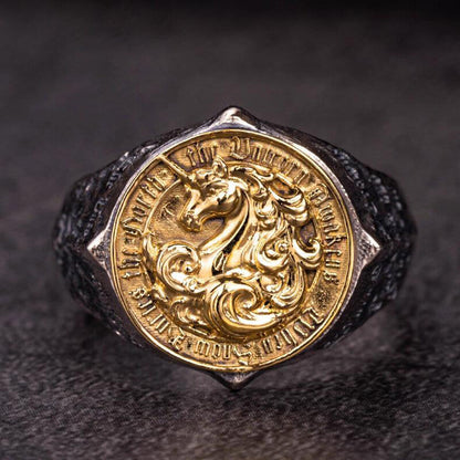 Ice Plains Guardian Unicorn Sterling Silver Ring