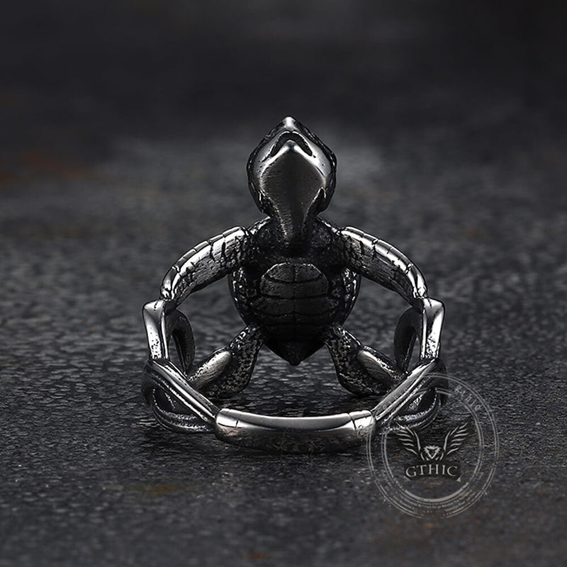 Indian Turtle Turquoise Stainless Steel Ring