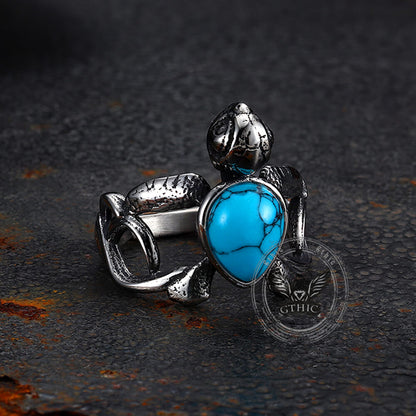 Indian Turtle Turquoise Stainless Steel Ring
