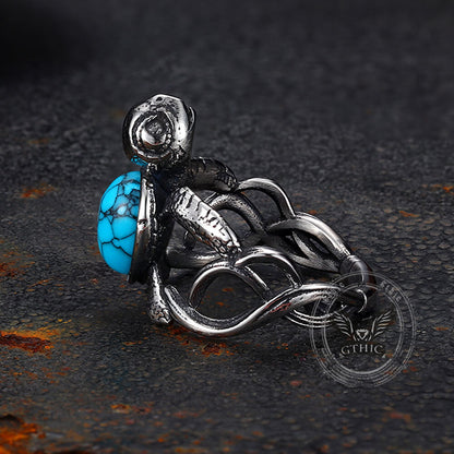 Indian Turtle Turquoise Stainless Steel Ring