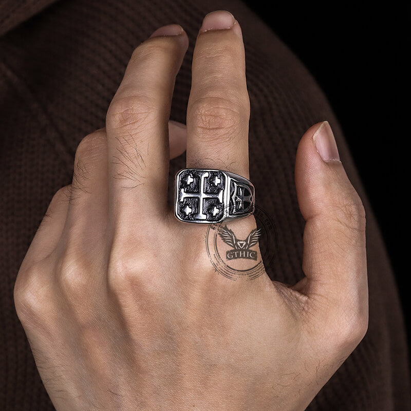 Jerusalem Cross Stainless Steel Christian Ring