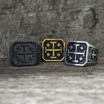 Jerusalem Cross Stainless Steel Christian Ring
