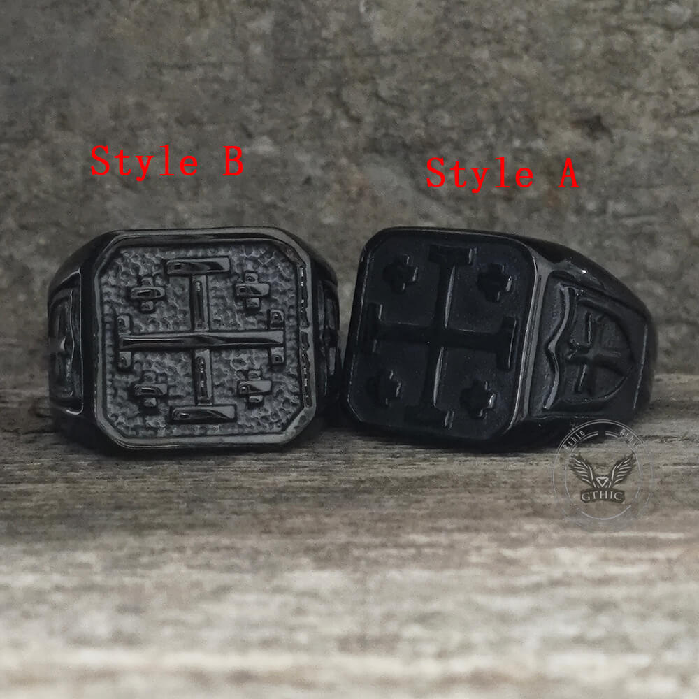 Jerusalem Cross Stainless Steel Christian Ring