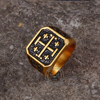 Jerusalem Cross Stainless Steel Christian Ring