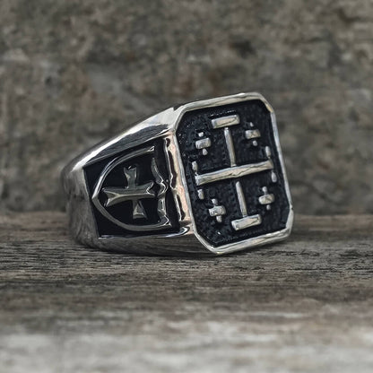 Jerusalem Cross Stainless Steel Christian Ring