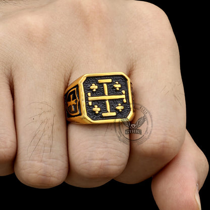 Jerusalem Cross Stainless Steel Christian Ring