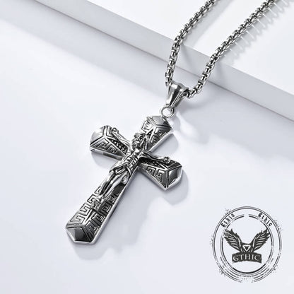 Jesus Suffering Stainless Steel Cross Pendant