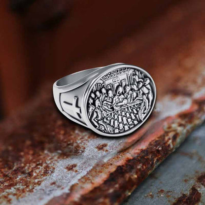 Last Supper Cross Stainless Steel Ring