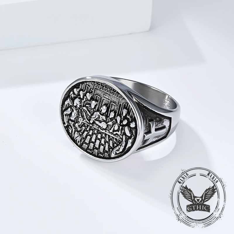 Last Supper Cross Stainless Steel Ring