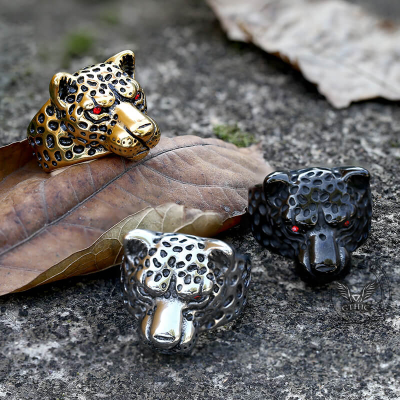 Leopard Head Stainless Steel Ring