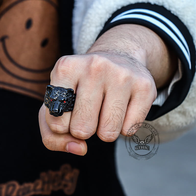 Leopard Head Stainless Steel Ring