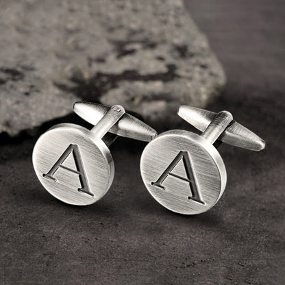 Letter Copper Round Cufflinks