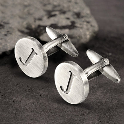 Letter Copper Round Cufflinks