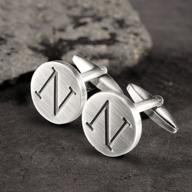 Letter Copper Round Cufflinks
