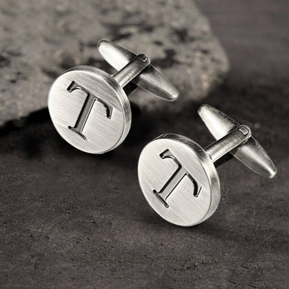 Letter Copper Round Cufflinks