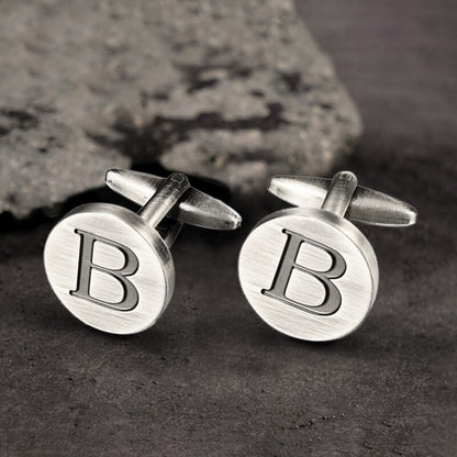 Letter Copper Round Cufflinks
