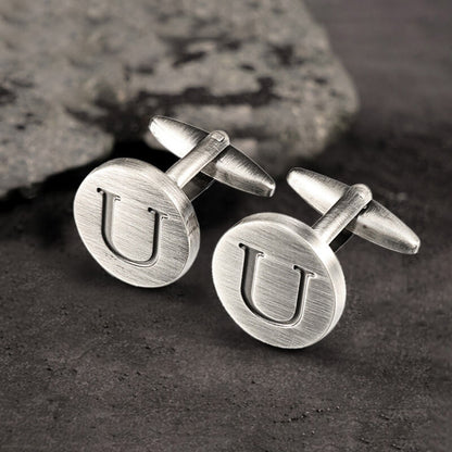Letter Copper Round Cufflinks