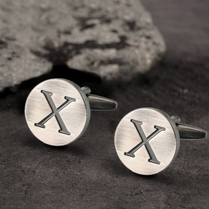 Letter Copper Round Cufflinks