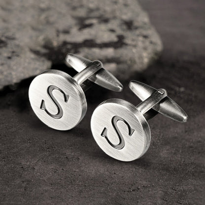 Letter Copper Round Cufflinks